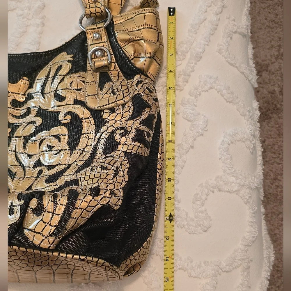 Large Unique Gold and Black Women's Handbag (1206)